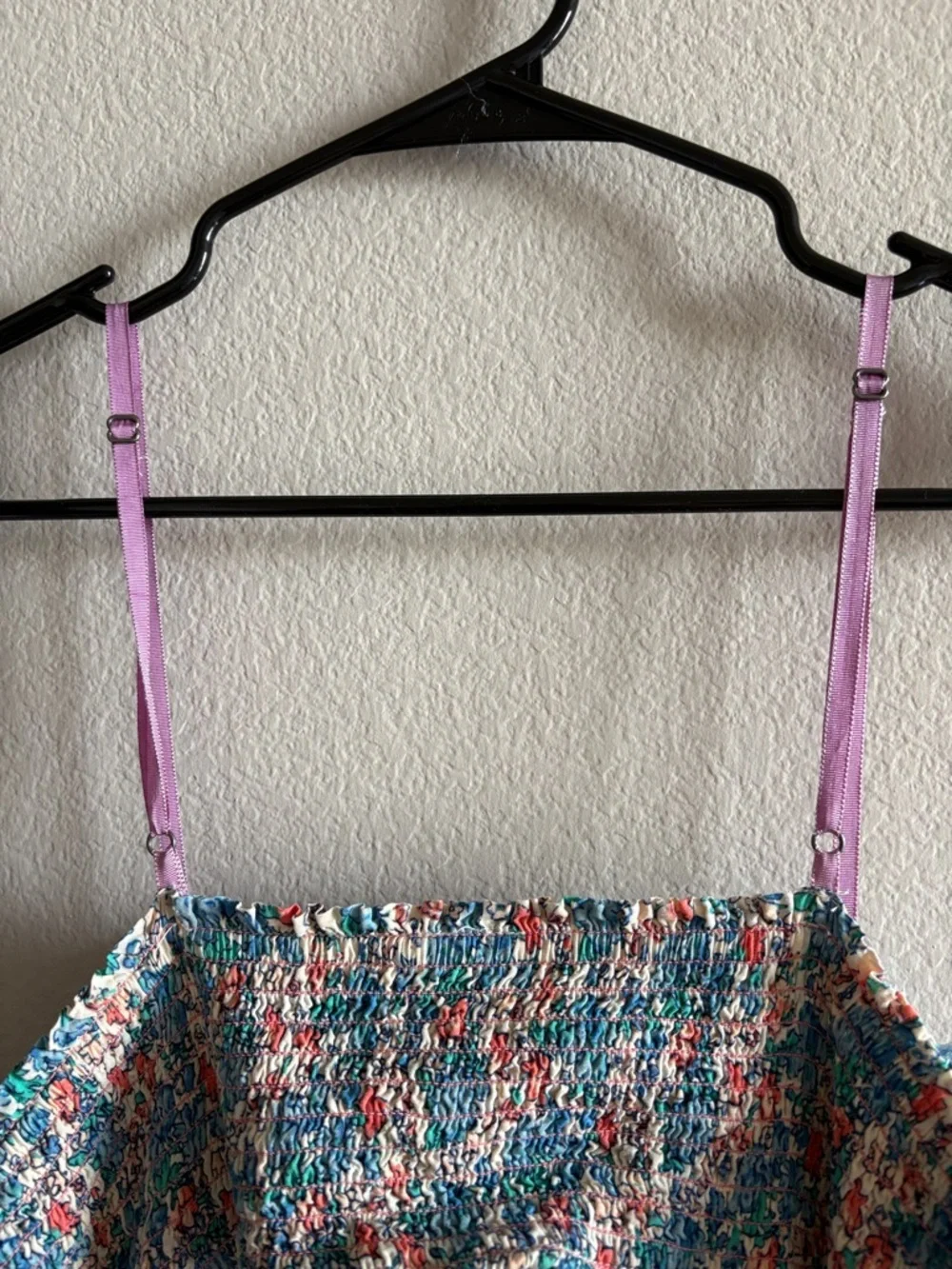 Free People Molly Jo Midi Dress Smocked Blossom Combo Blue Bohemian Size L - Picture 7 of 13